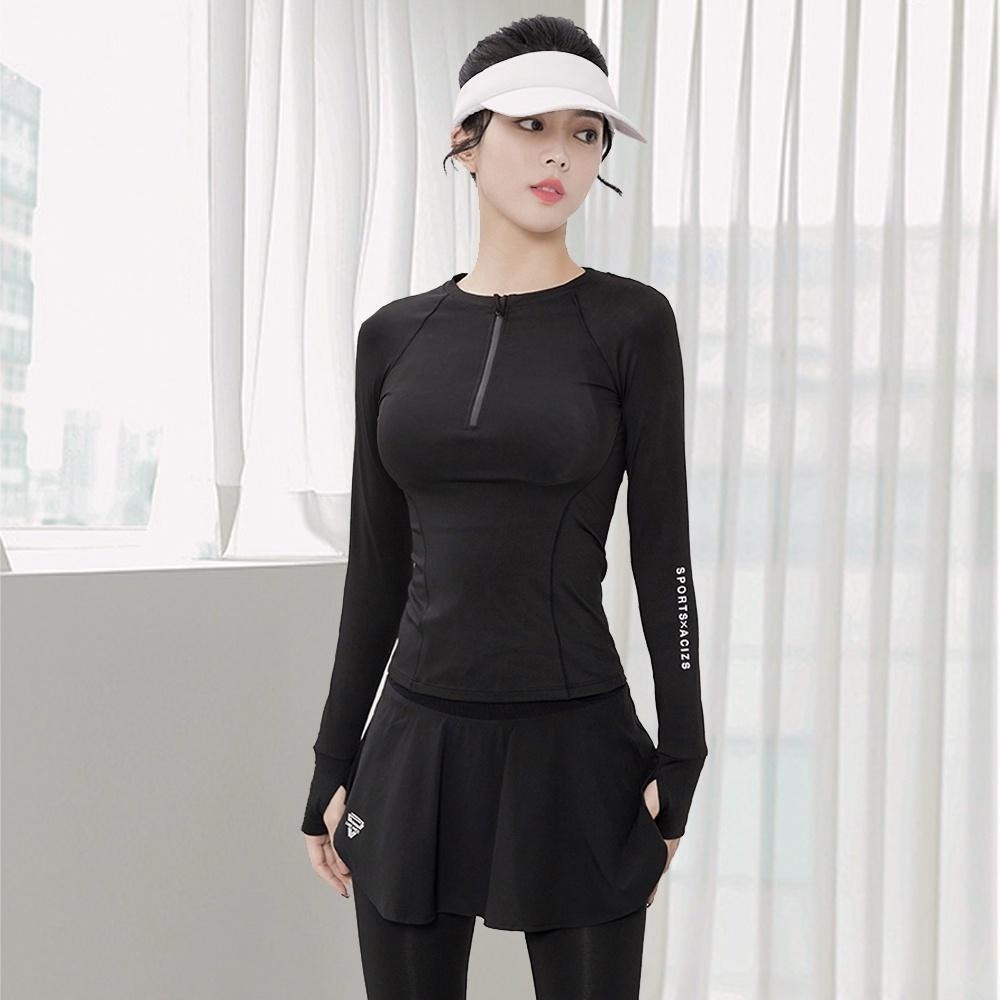 【BODYAIR】拉鍊領貼身小腰背紗長袖上衣 任2入(慢跑.運動.健身)-細節圖4