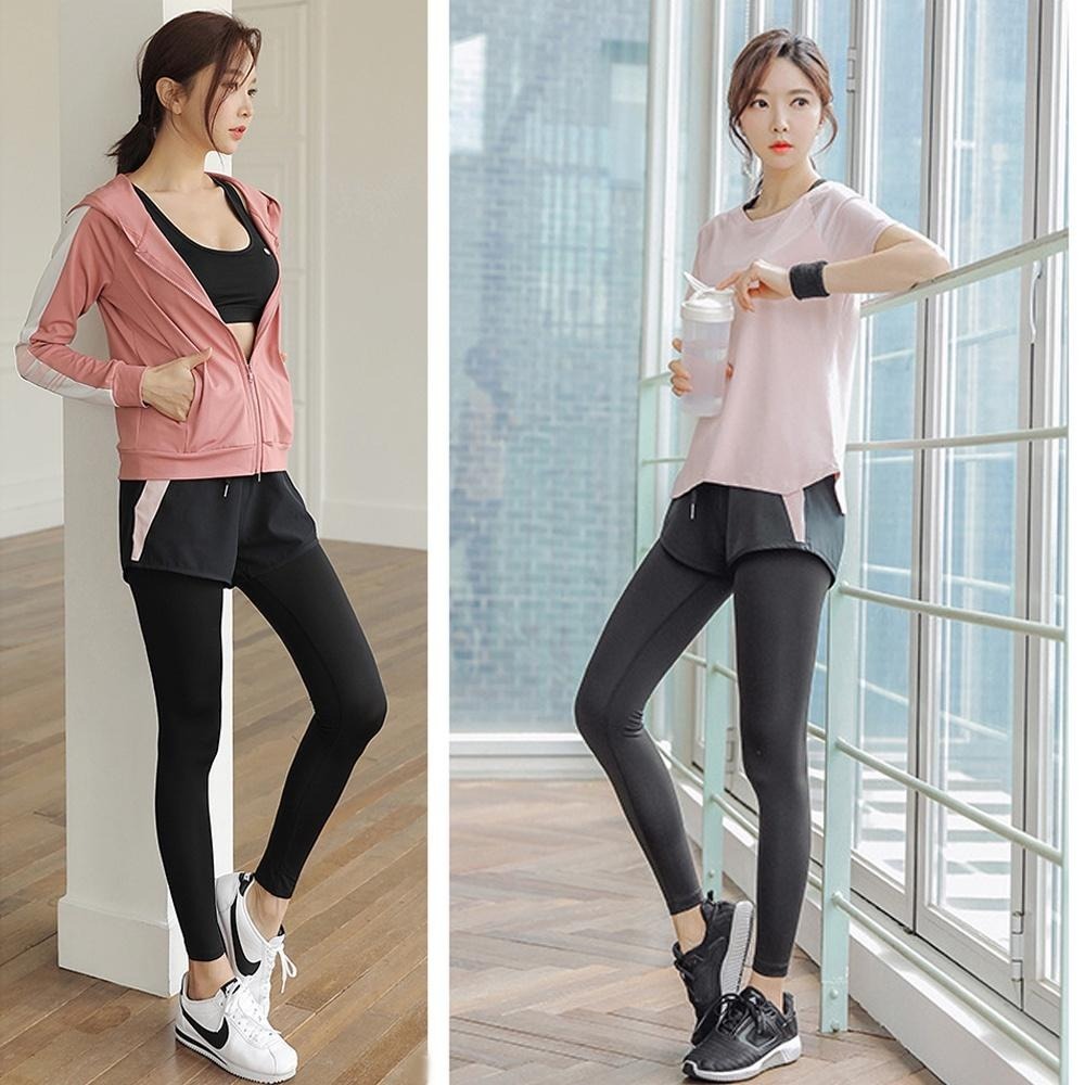 【BODYAIR】假兩件側拼色口袋九分褲(運動.健身.慢跑)-細節圖5