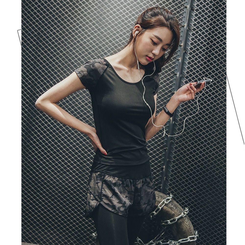 【BODYAIR】 寬肩迷彩短袖上衣(運動.瑜珈.慢跑)-細節圖2