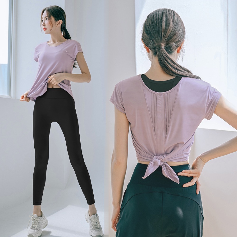 【BODYAIR】 冰感輕盈點布綁腰罩衫上衣(瑜珈.運動.慢跑)-細節圖4