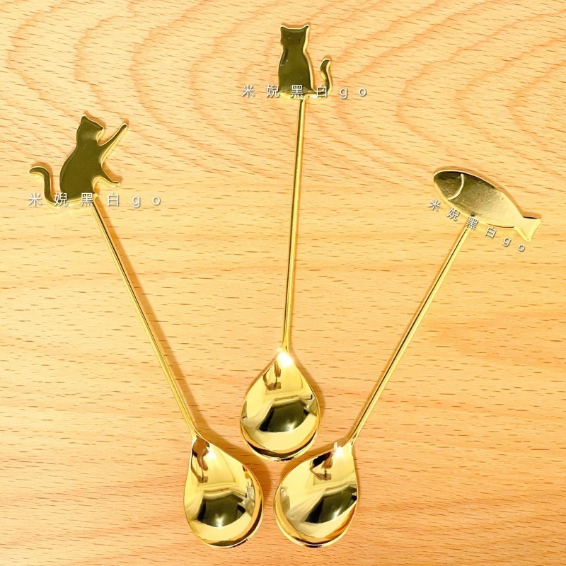 日本製Elfin高桑金屬不鏽鋼貓咪與魚造型3入湯匙組 攪拌匙 咖啡匙 點心匙 時尚咖啡雜貨-細節圖6