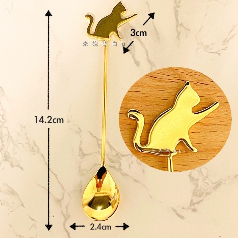 日本製Elfin高桑金屬不鏽鋼貓咪與魚造型3入湯匙組 攪拌匙 咖啡匙 點心匙 時尚咖啡雜貨-細節圖7