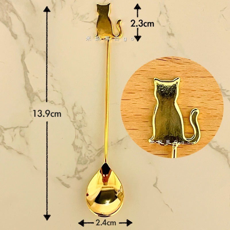 日本製Elfin高桑金屬不鏽鋼貓咪與魚造型3入湯匙組 攪拌匙 咖啡匙 點心匙 時尚咖啡雜貨-細節圖8