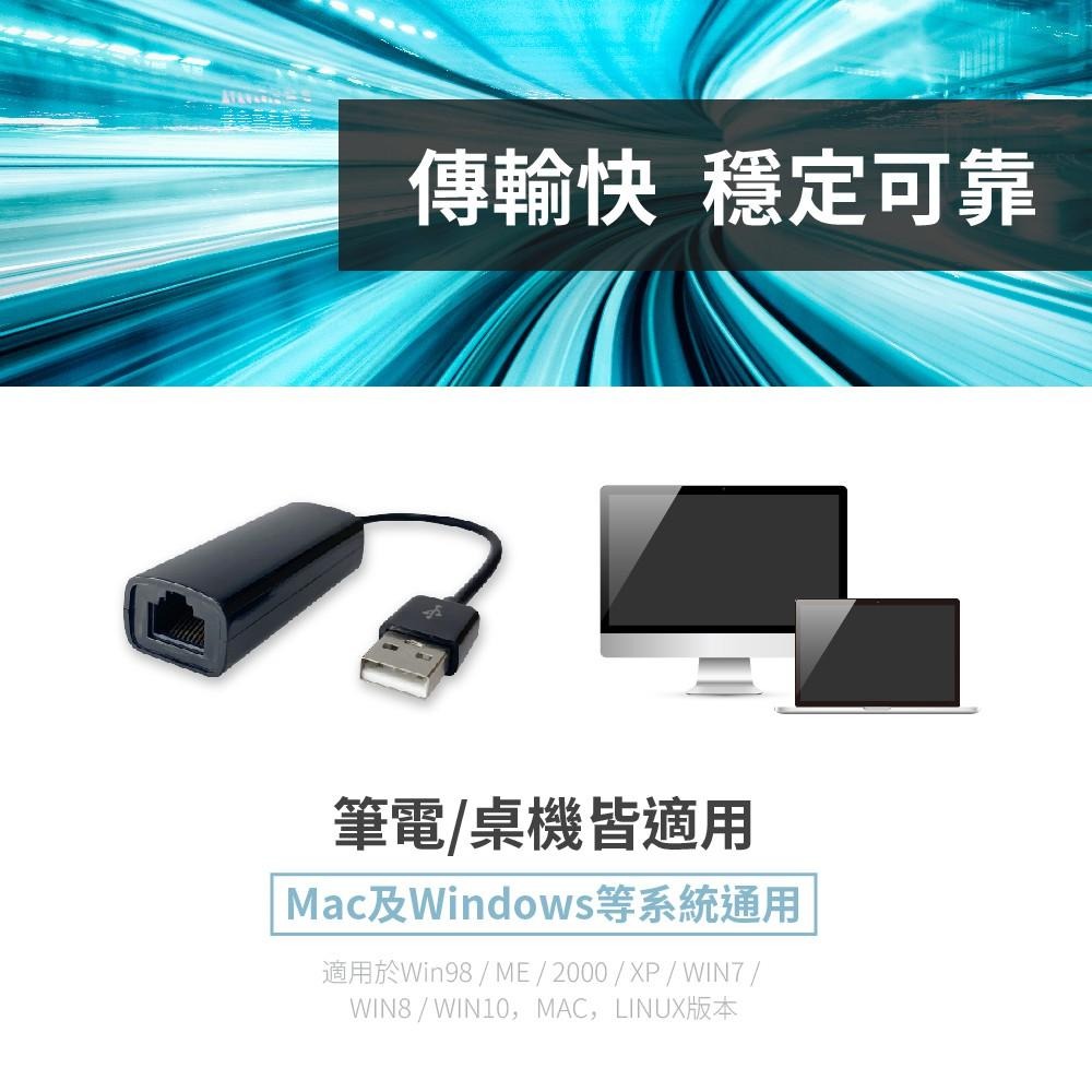 USB2.0 有線網路卡 黑色 USB 2.0網路卡帶線10cm WINDOW 10/ MAC相容-細節圖2