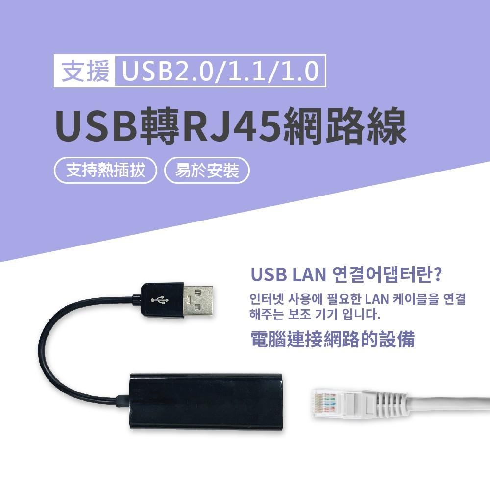 USB2.0 有線網路卡 黑色 USB 2.0網路卡帶線10cm WINDOW 10/ MAC相容-細節圖3