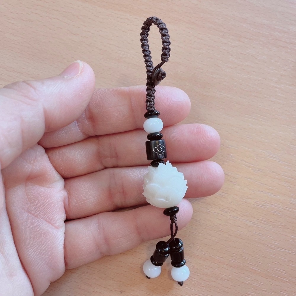 菩提根雕刻蓮花 鑰匙釦手機吊飾 多款形式 禪風小文青 USB防丟掛飾 #編織-細節圖3