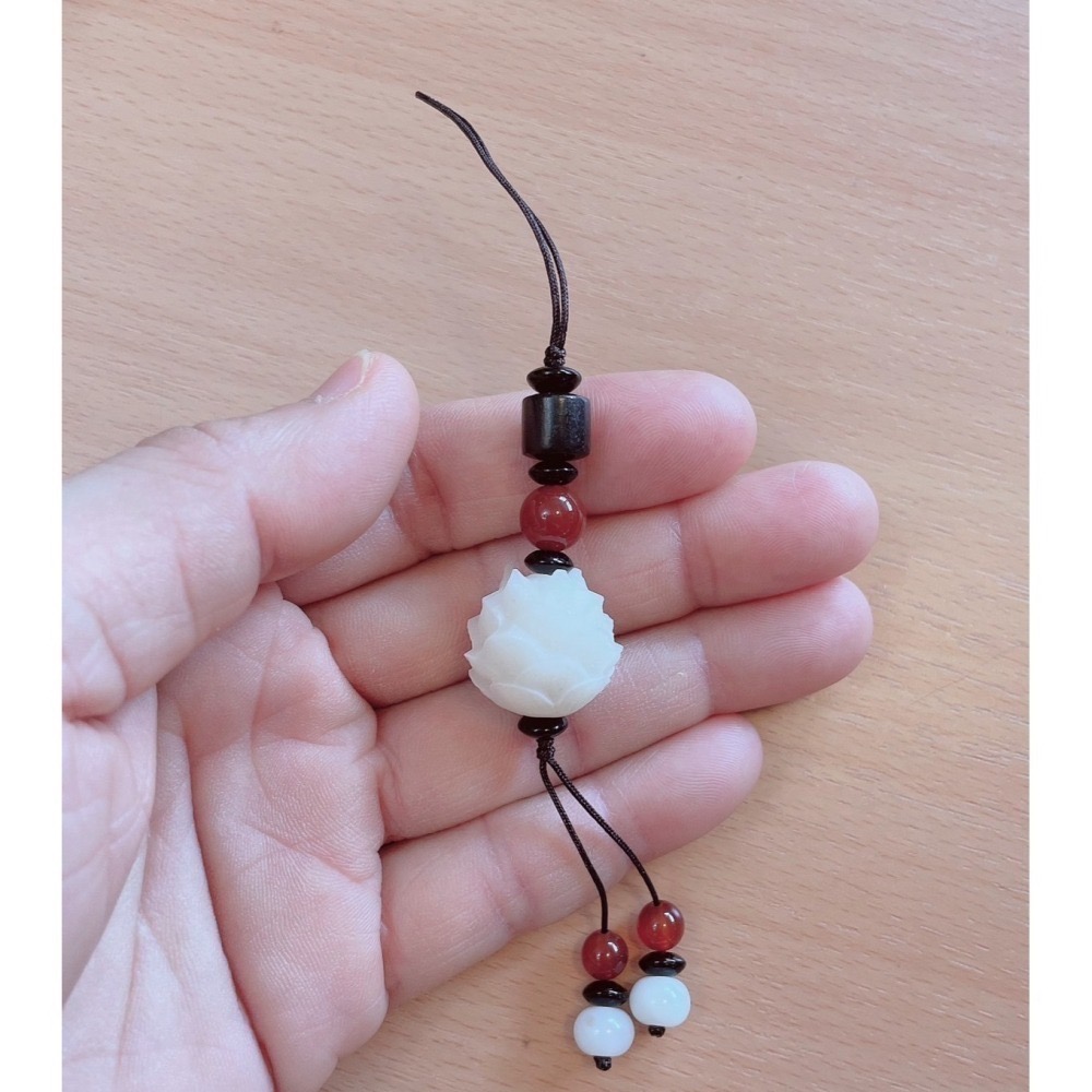 菩提根雕刻蓮花 鑰匙釦手機吊飾 多款形式 禪風小文青 USB防丟掛飾 #編織-細節圖5