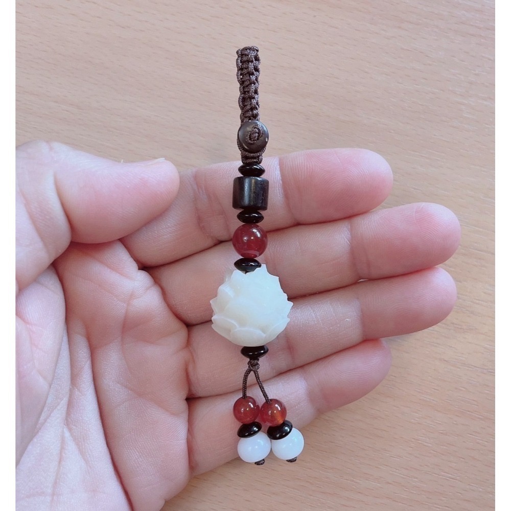 菩提根雕刻蓮花 鑰匙釦手機吊飾 多款形式 禪風小文青 USB防丟掛飾 #編織-細節圖7