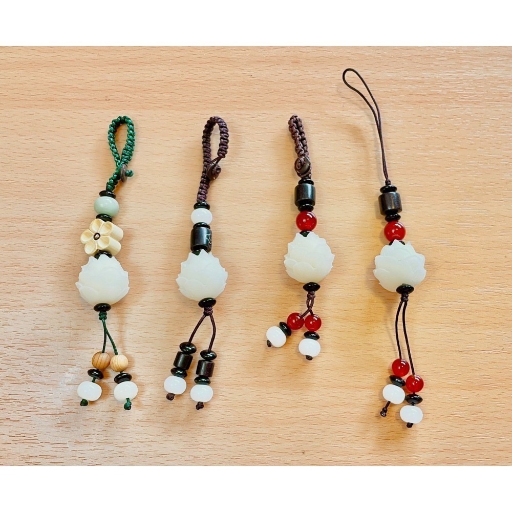 菩提根雕刻蓮花 鑰匙釦手機吊飾 多款形式 禪風小文青 USB防丟掛飾 #編織-細節圖8