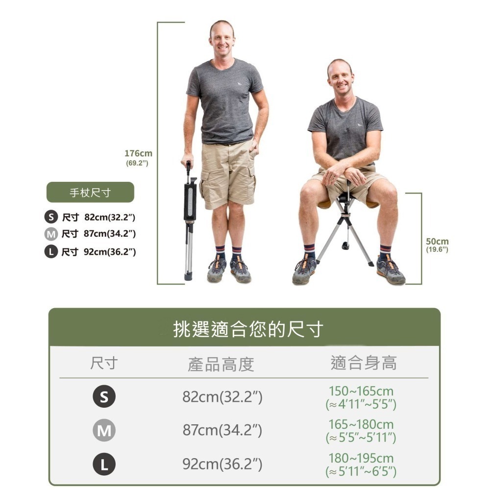 【泰達-TADA】拐杖椅 隨身椅 泰達第二代自動手杖椅隨身椅 老年長照-分尺寸、多色可選 父親節禮-細節圖2