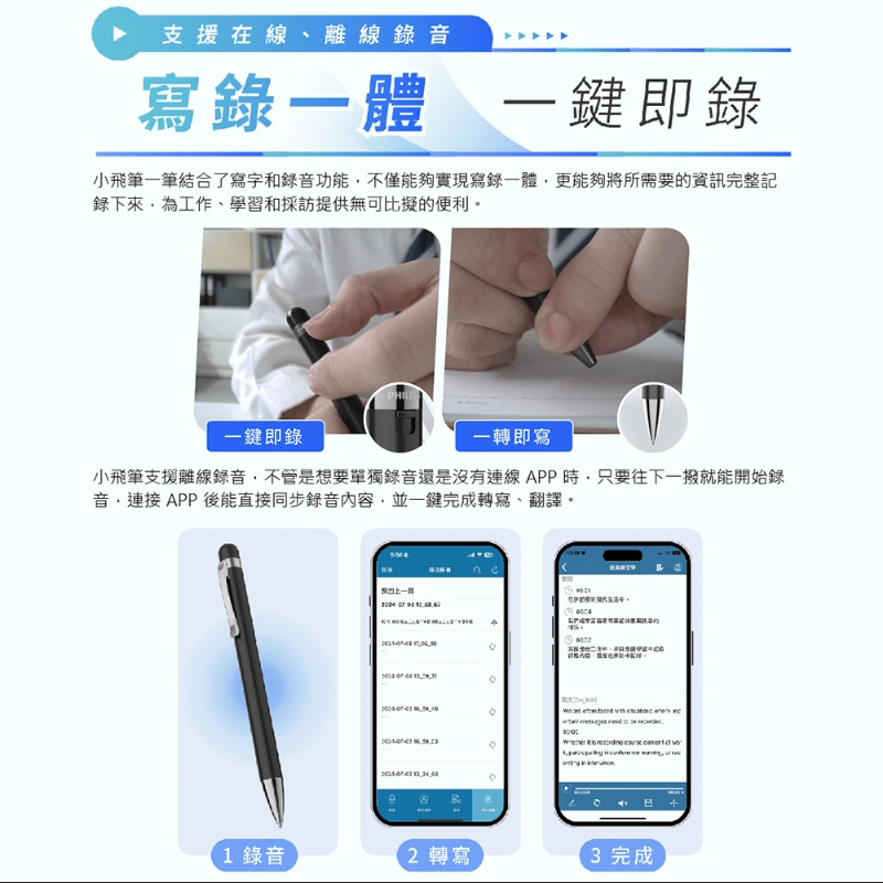 飛利浦PHILIPS 小飛筆 公司貨  AI 筆型錄音筆 VTR5900-細節圖7