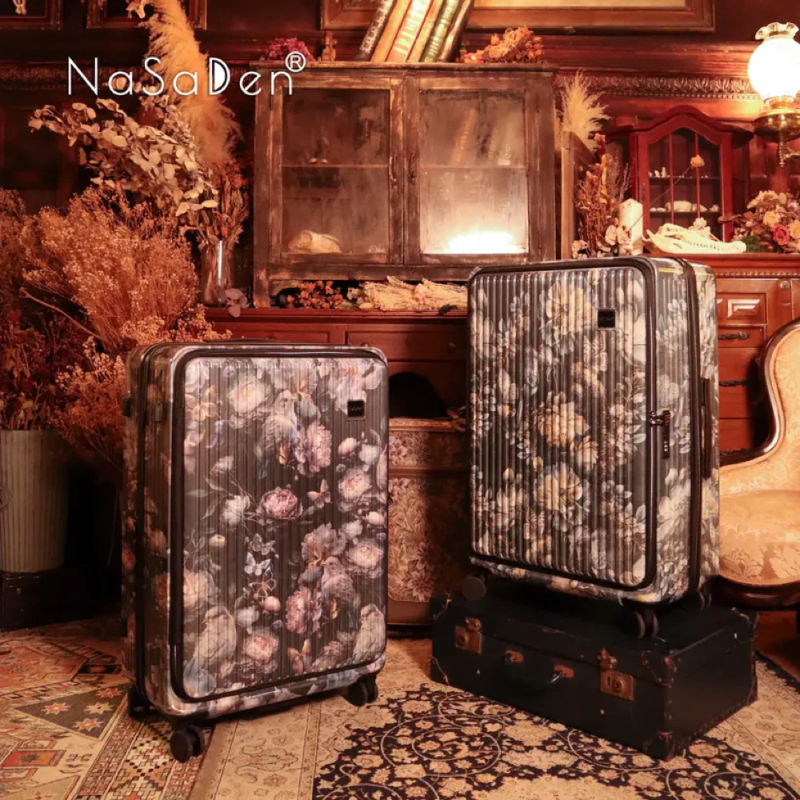 德國NaSaDen納莎登萊茵系列前開行李箱 【花鳥-紫 】拉鍊行李箱 25吋/29吋-細節圖4