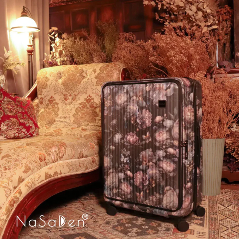 德國NaSaDen納莎登萊茵系列前開行李箱 【花鳥-紫 】拉鍊行李箱 25吋/29吋-細節圖5