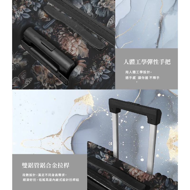 德國NaSaDen納莎登萊茵系列前開行李箱 【花鳥-藍】 拉鍊行李箱 25吋/29吋-細節圖9