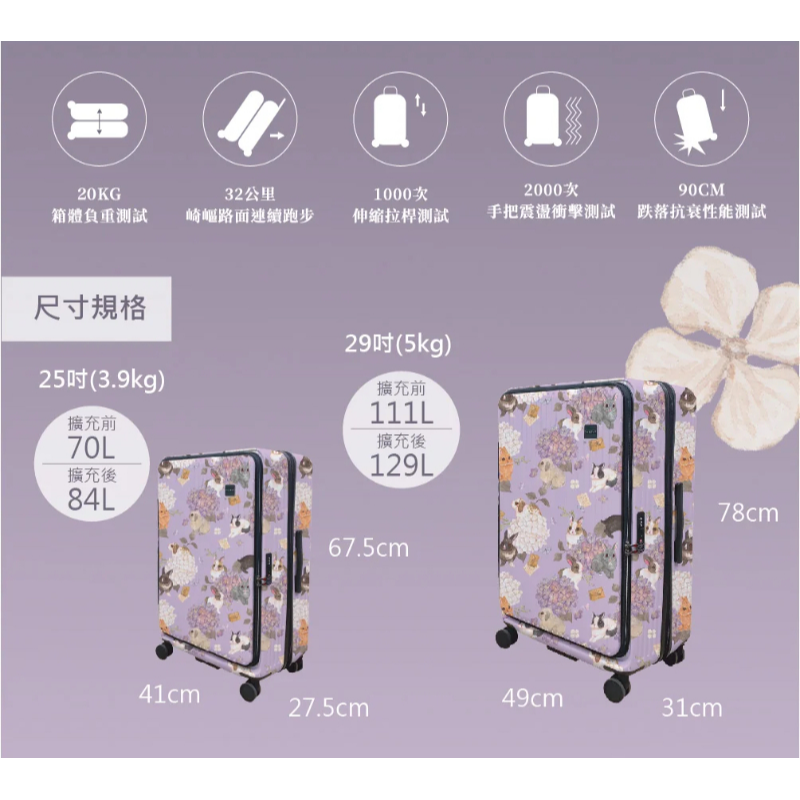 德國NaSaDen納莎登萊茵系列前開行李箱 【紫兔】 拉鍊行李箱 25吋/29吋-細節圖10