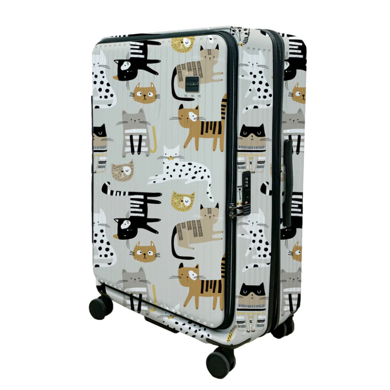 德國NaSaDen納莎登萊茵系列前開行李箱 【斑點條紋喵】 拉鍊行李箱 25吋/29吋-細節圖2