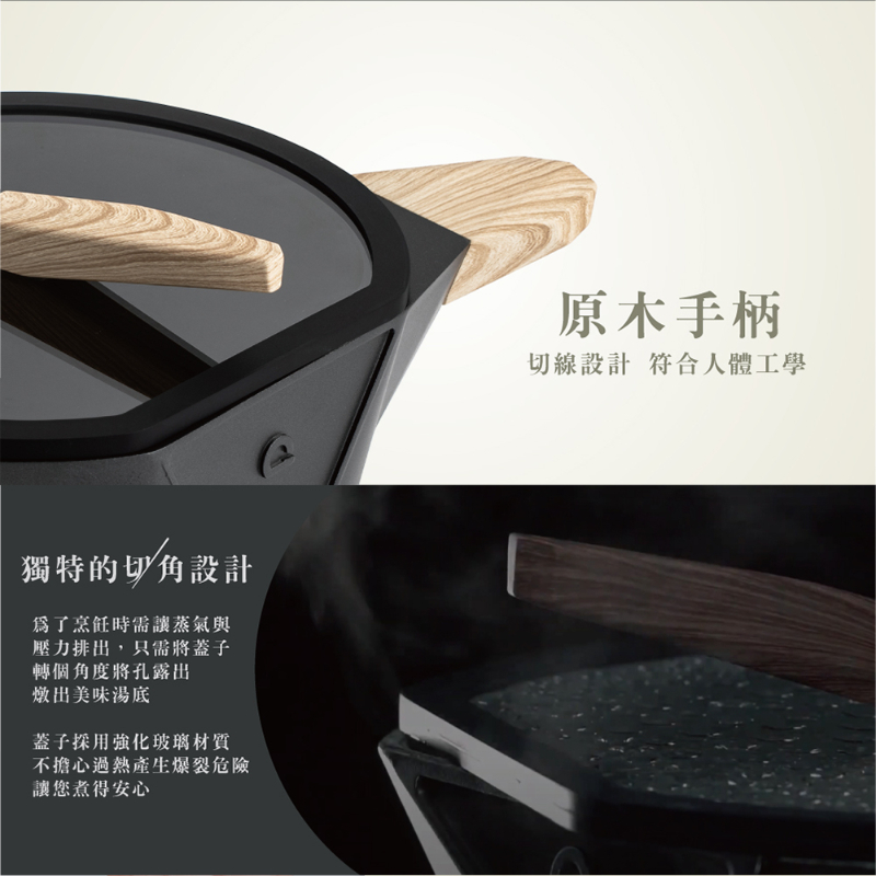 德國Buderus 鑽石可立鍋系列 24cm湯鍋(含蓋) 淺木紋-細節圖4