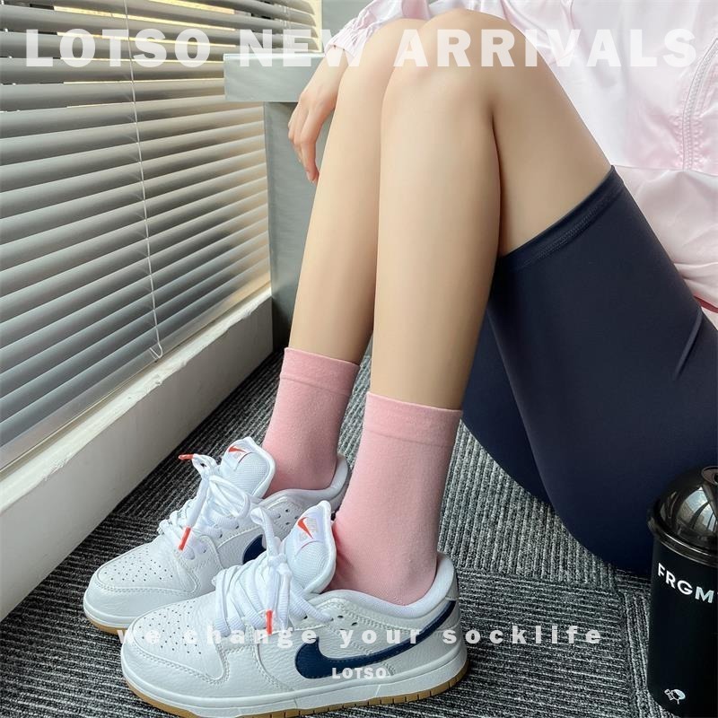 LOTSO SOCKS 日系少女粉溫柔系中筒襪 可愛軟妹風 純色女襪 襪子 穿搭 LM019-細節圖2