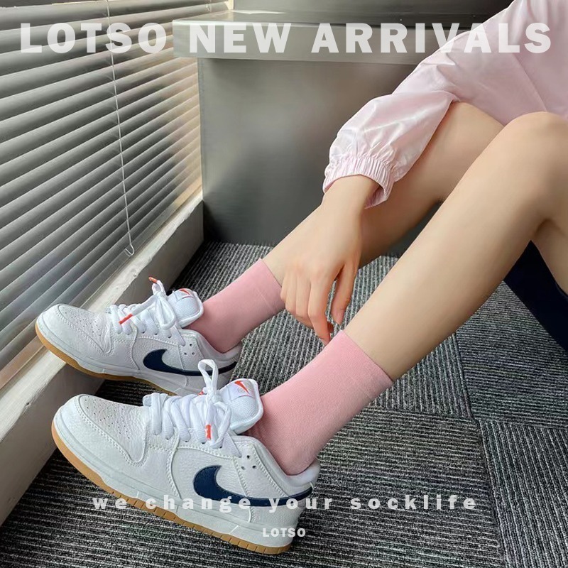 LOTSO SOCKS 日系少女粉溫柔系中筒襪 可愛軟妹風 純色女襪 襪子 穿搭 LM019-細節圖4