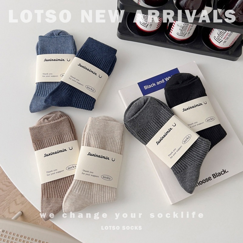 LOTSO SOCKS 日系復古純色商務襪 男士中筒襪 薄款 運動襪 休閒襪 男襪 穿搭 LM041-細節圖2