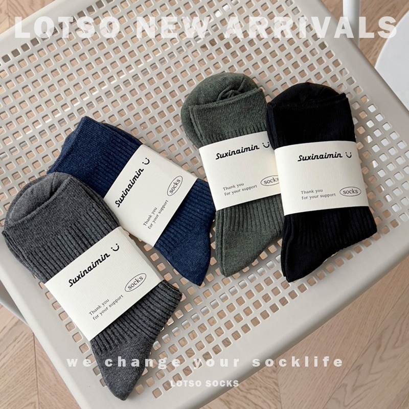 LOTSO SOCKS 日系復古純色商務襪 男士中筒襪 薄款 運動襪 休閒襪 男襪 穿搭 LM041-細節圖4