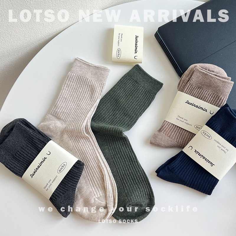 LOTSO SOCKS 日系復古純色商務襪 男士中筒襪 薄款 運動襪 休閒襪 男襪 穿搭 LM041-細節圖8