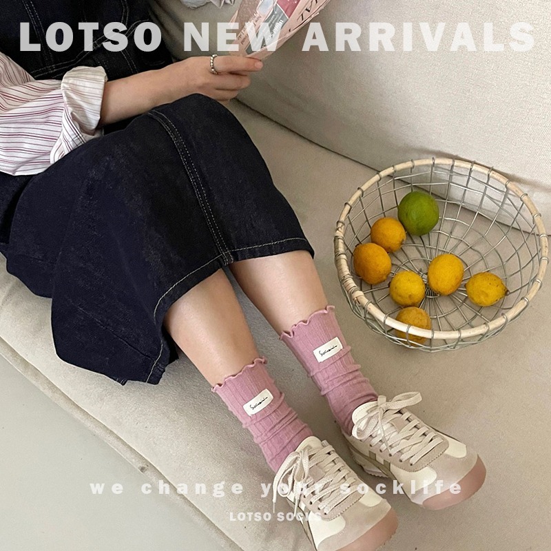 LOTSO SOCKS 日系甜美木耳花邊堆堆襪 溫柔系中筒襪 女襪 襪子 穿搭 LM083-細節圖4