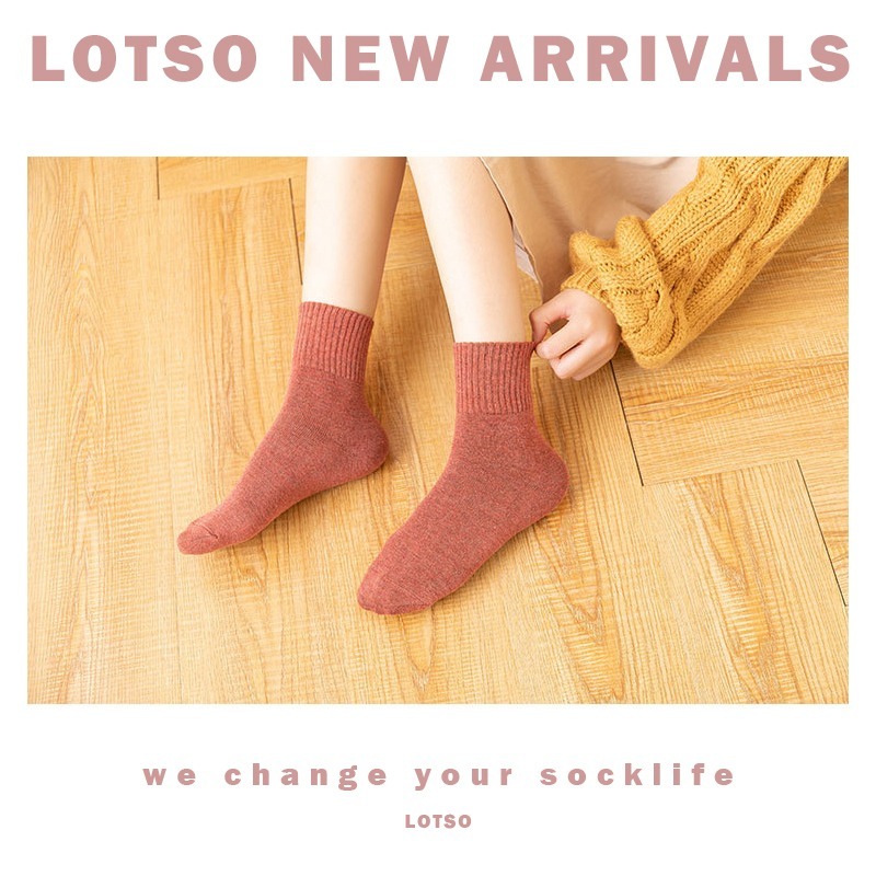 LOTSO SOCKS 日系純色堆堆襪 中筒襪 百搭素色 女襪 穿搭  00M007-細節圖7