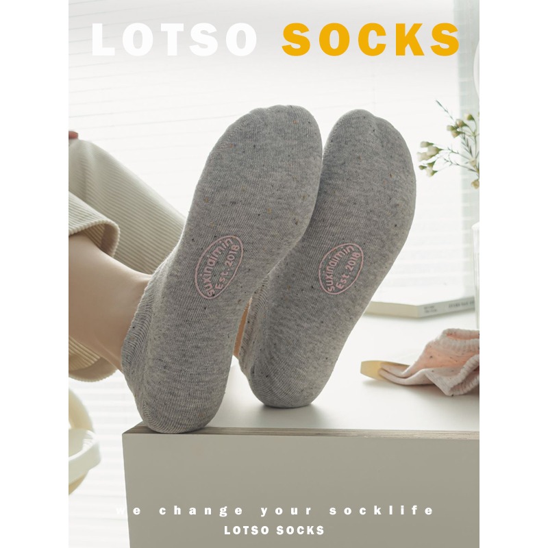 LOTSO SOCKS 日系點子紗淺口襪 船襪 腳底字母膠印 短襪 女襪 襪子 穿搭 #LM108-細節圖2