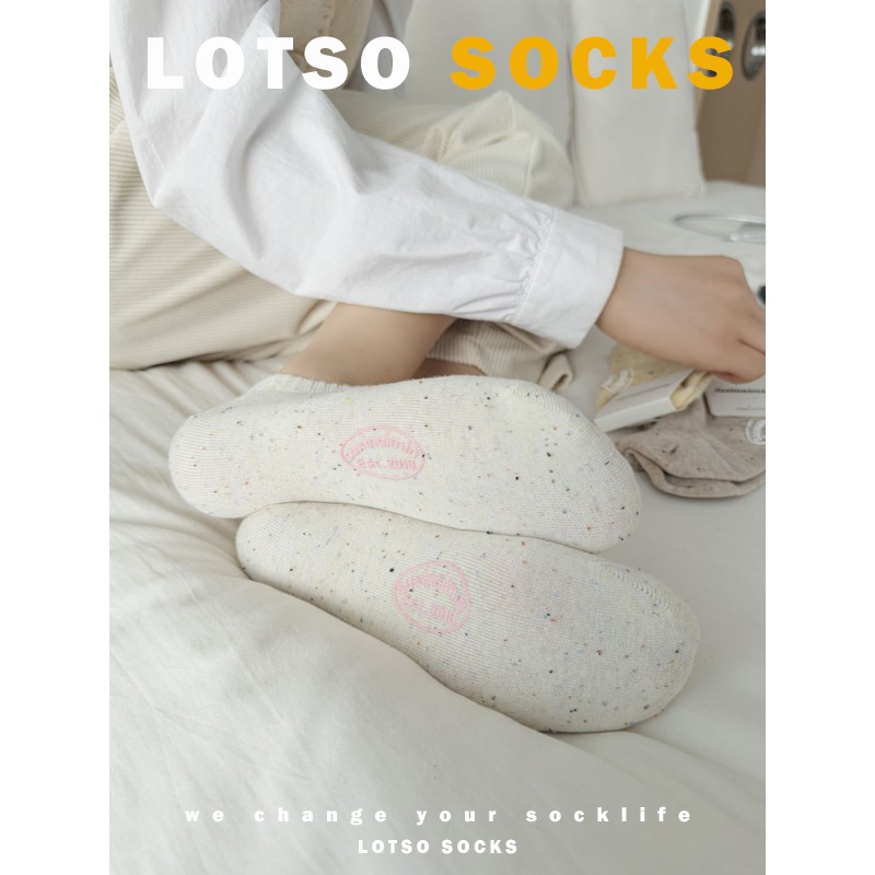 LOTSO SOCKS 日系點子紗淺口襪 船襪 腳底字母膠印 短襪 女襪 襪子 穿搭 #LM108-細節圖5