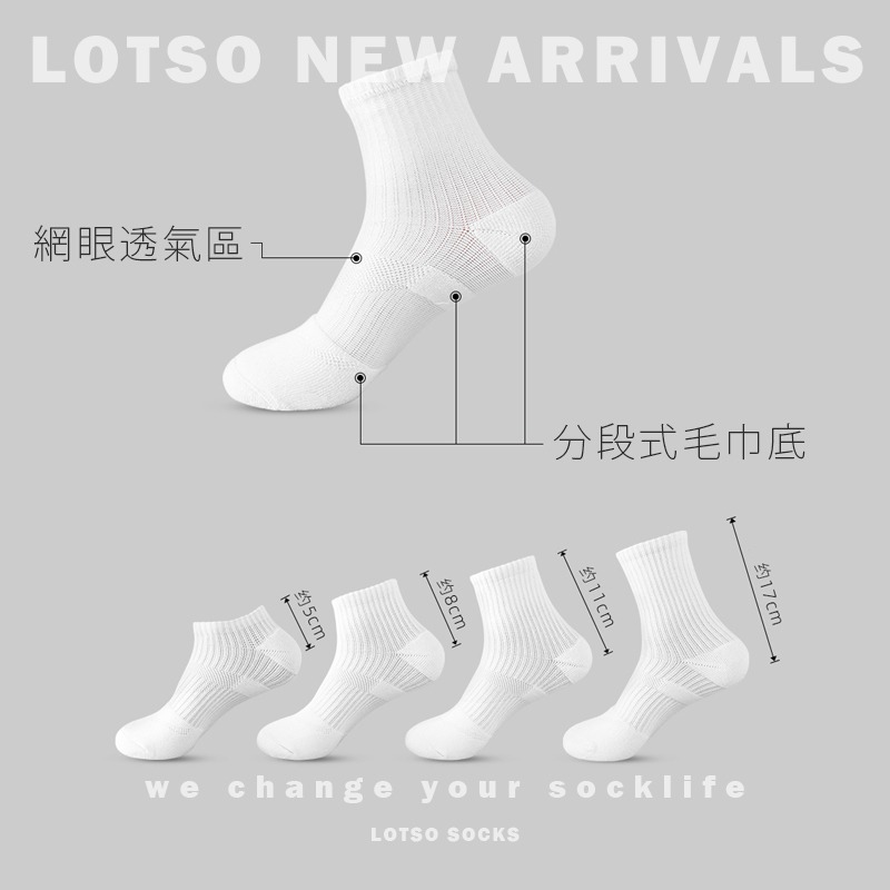 LOTSO SOCKS 日系男士加厚毛巾底 高品質 純色基本款 運動襪 襪子 男襪 穿搭 #LL006-細節圖6