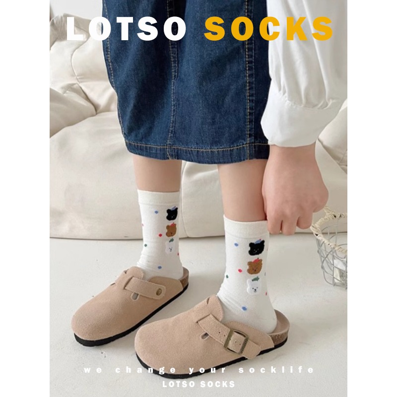 LOTSO SOCKS 日系彩點卡通動物中筒襪 植絨 動物襪 女襪 襪子 穿搭 #LE007-細節圖8