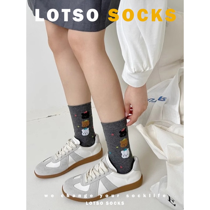 LOTSO SOCKS 日系彩點卡通動物中筒襪 植絨 動物襪 女襪 襪子 穿搭 #LE007-細節圖9