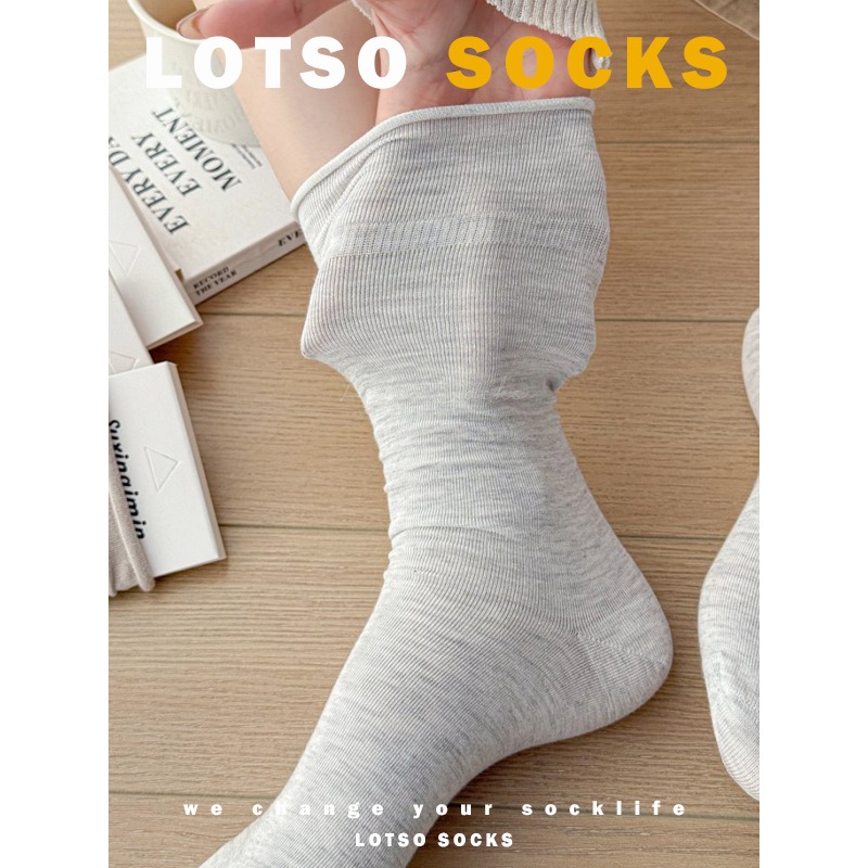 𝐋𝐎𝐓𝐒𝐎 𝐒𝐎𝐂𝐊𝐒 日系溫柔奶油色堆堆襪 捲邊不勒腳 薄款透氣 女襪 襪子 穿搭 #LM165-細節圖9
