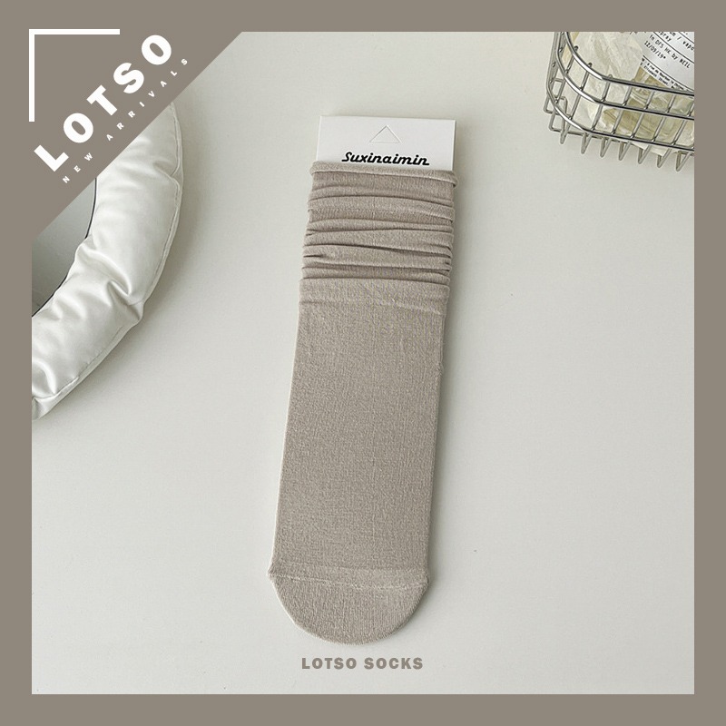 𝐋𝐎𝐓𝐒𝐎 𝐒𝐎𝐂𝐊𝐒 日系溫柔奶油色堆堆襪 捲邊不勒腳 薄款透氣 女襪 襪子 穿搭 #LM165-規格圖9