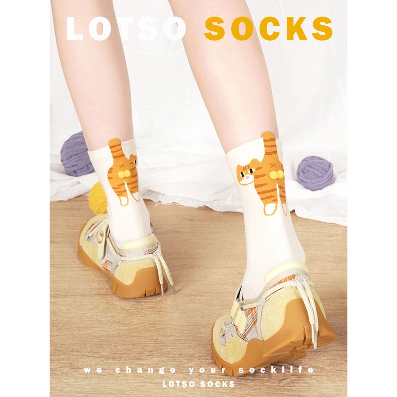 日系立體蛋蛋貓咪中筒襪-細節圖7