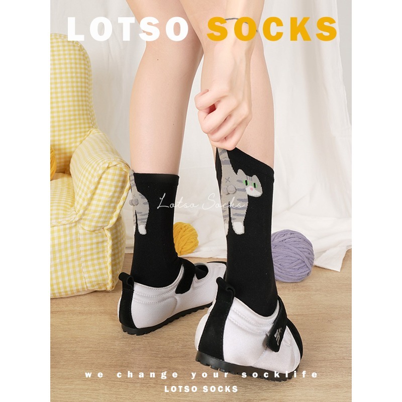 日系立體蛋蛋貓咪中筒襪-細節圖5