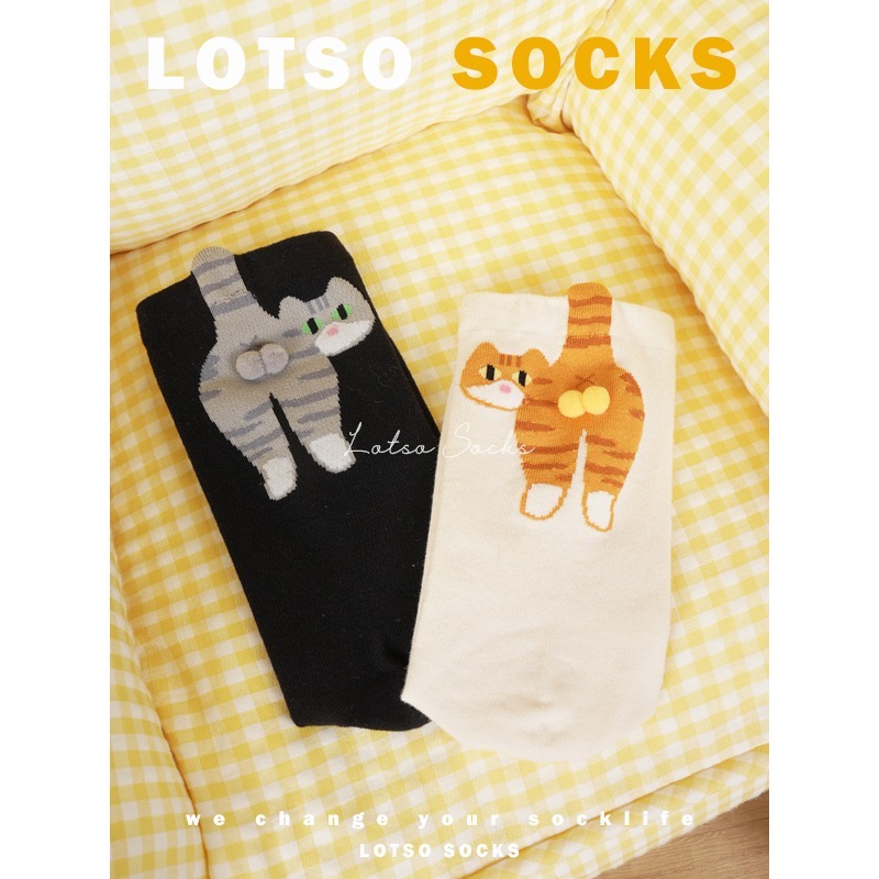 日系立體蛋蛋貓咪中筒襪-細節圖8