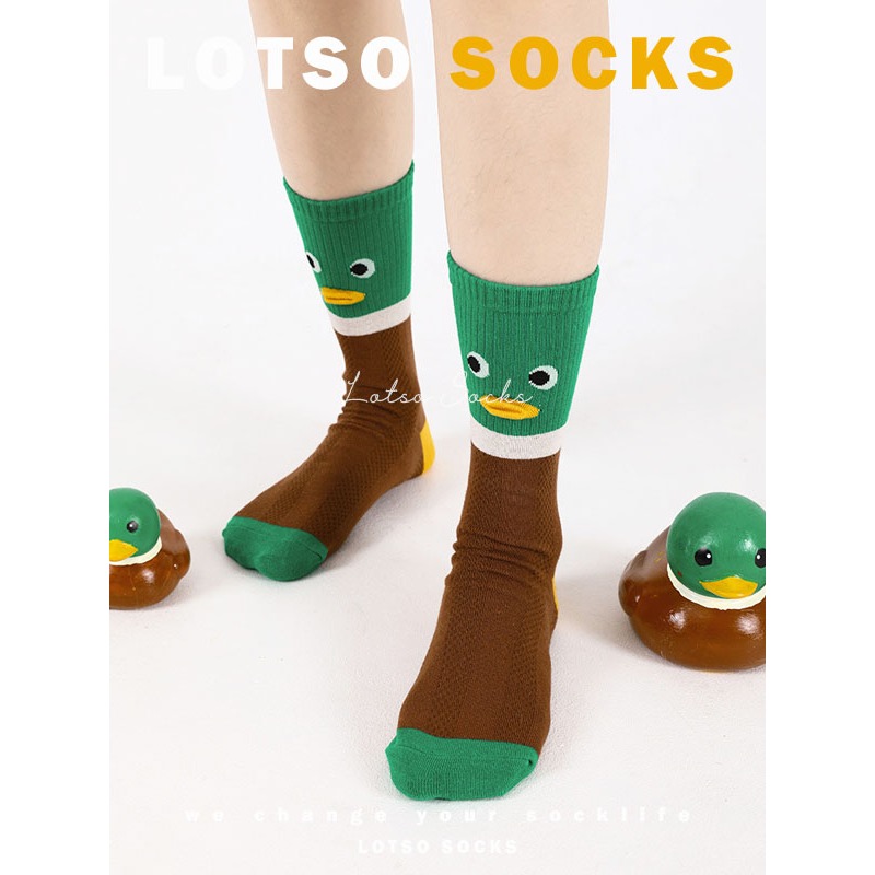 日系可愛立體鴨鴨網眼中筒襪-細節圖2