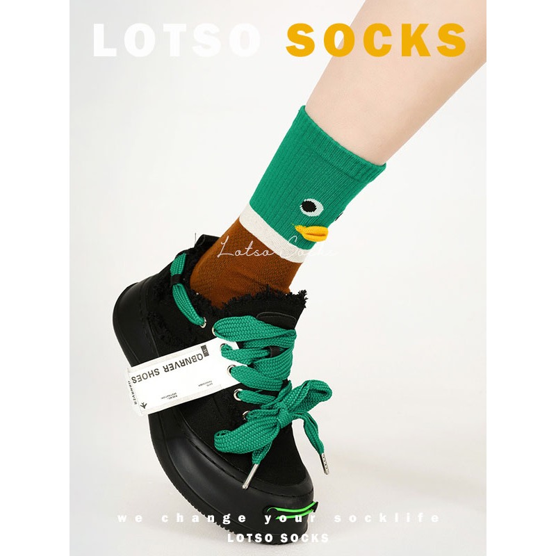 日系可愛立體鴨鴨網眼中筒襪-細節圖3