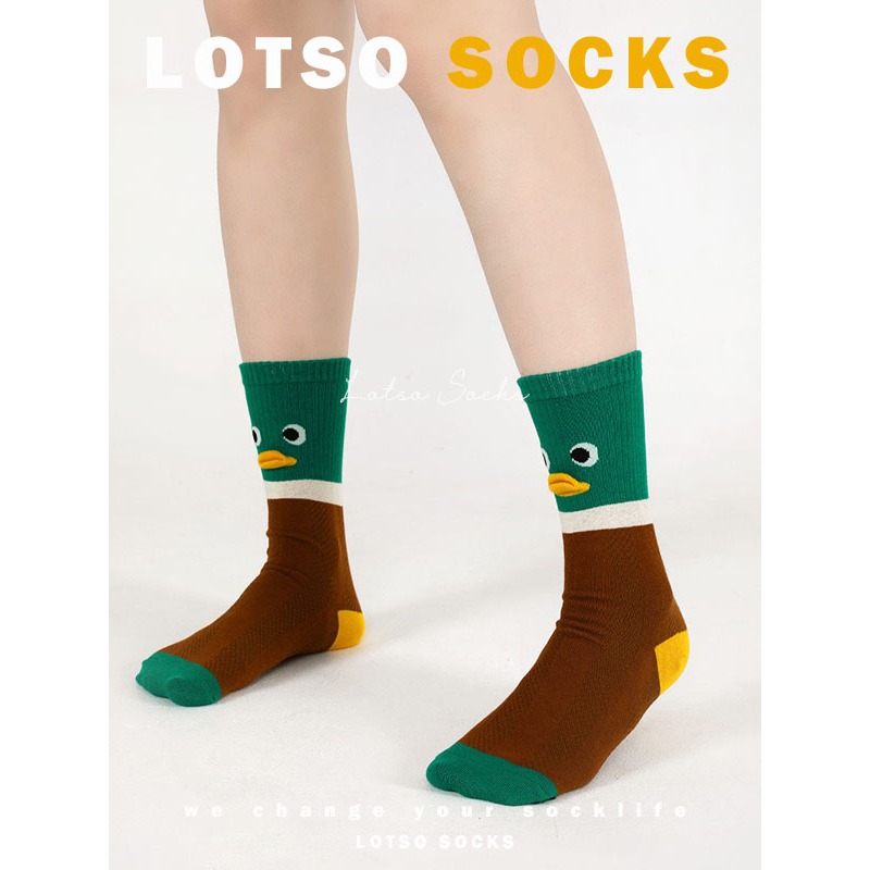 日系可愛立體鴨鴨網眼中筒襪-細節圖5