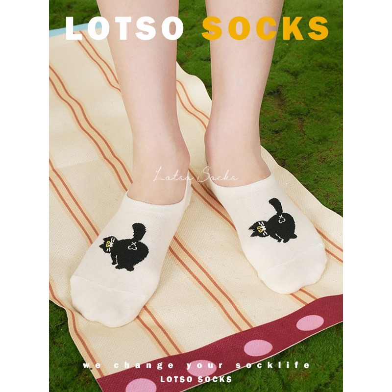 日系可愛卡通貓咪薄款船襪-細節圖3
