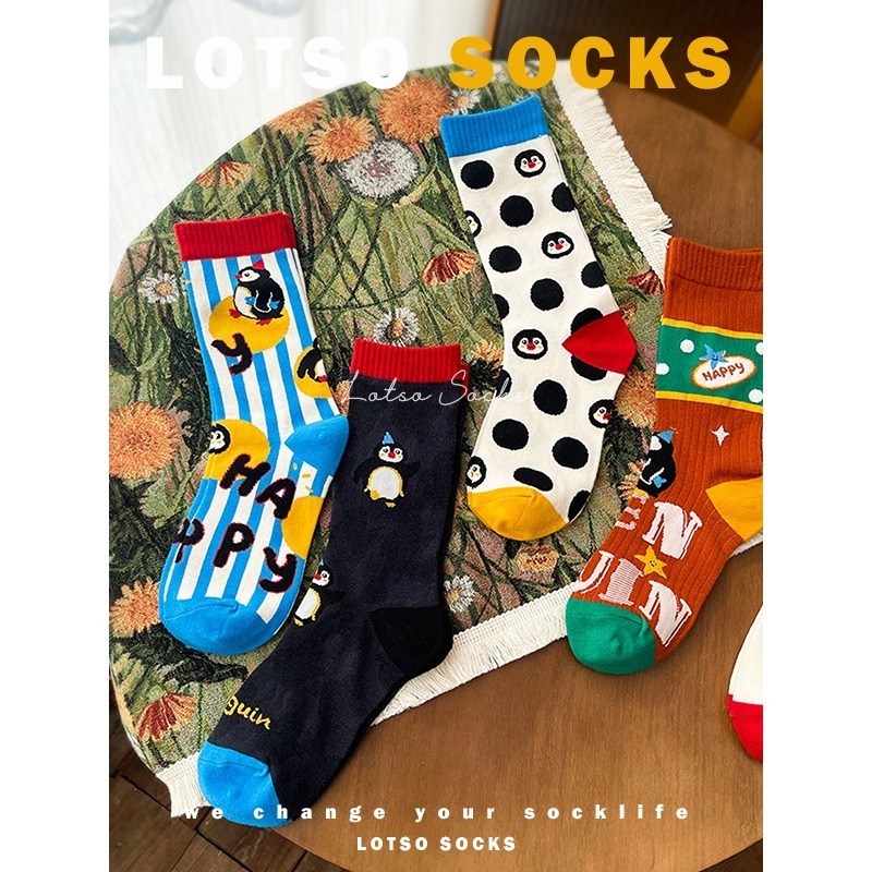 日系可愛企鵝中筒襪-細節圖3