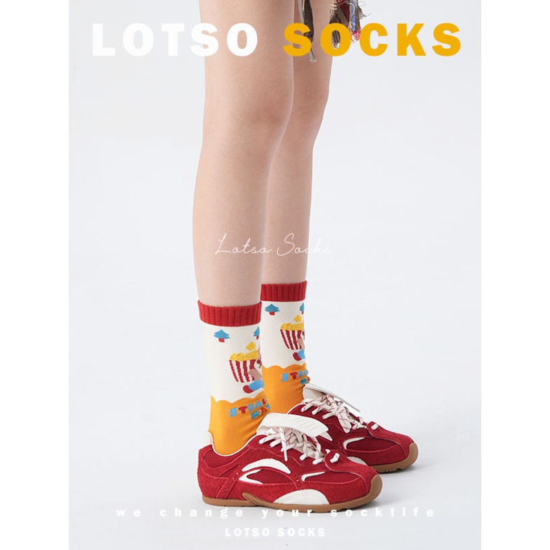 日系可愛爆米花鼠鼠中筒襪-細節圖5