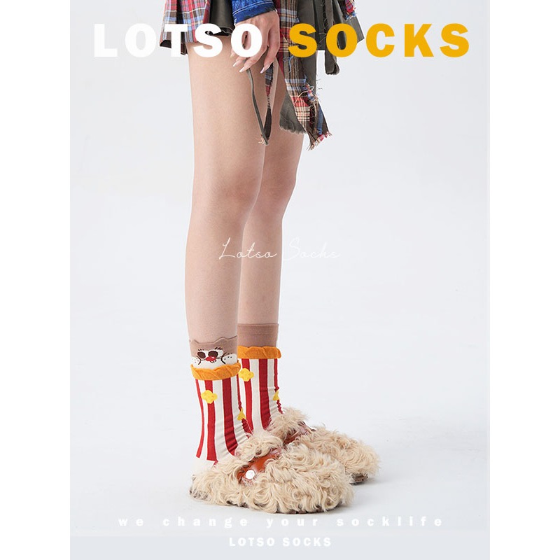 日系可愛爆米花鼠鼠中筒襪-細節圖8