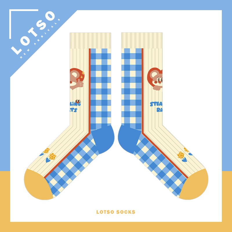 日系可愛爆米花鼠鼠中筒襪-規格圖9