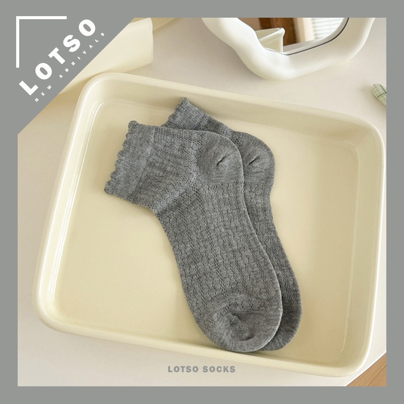 日系花邊網眼短襪 鏤空透氣薄款 純色系短襪 木耳花邊襪 女襪 襪子 穿搭 #LM119-規格圖9