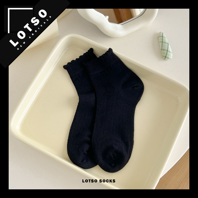 日系花邊網眼短襪 鏤空透氣薄款 純色系短襪 木耳花邊襪 女襪 襪子 穿搭 #LM119-規格圖9