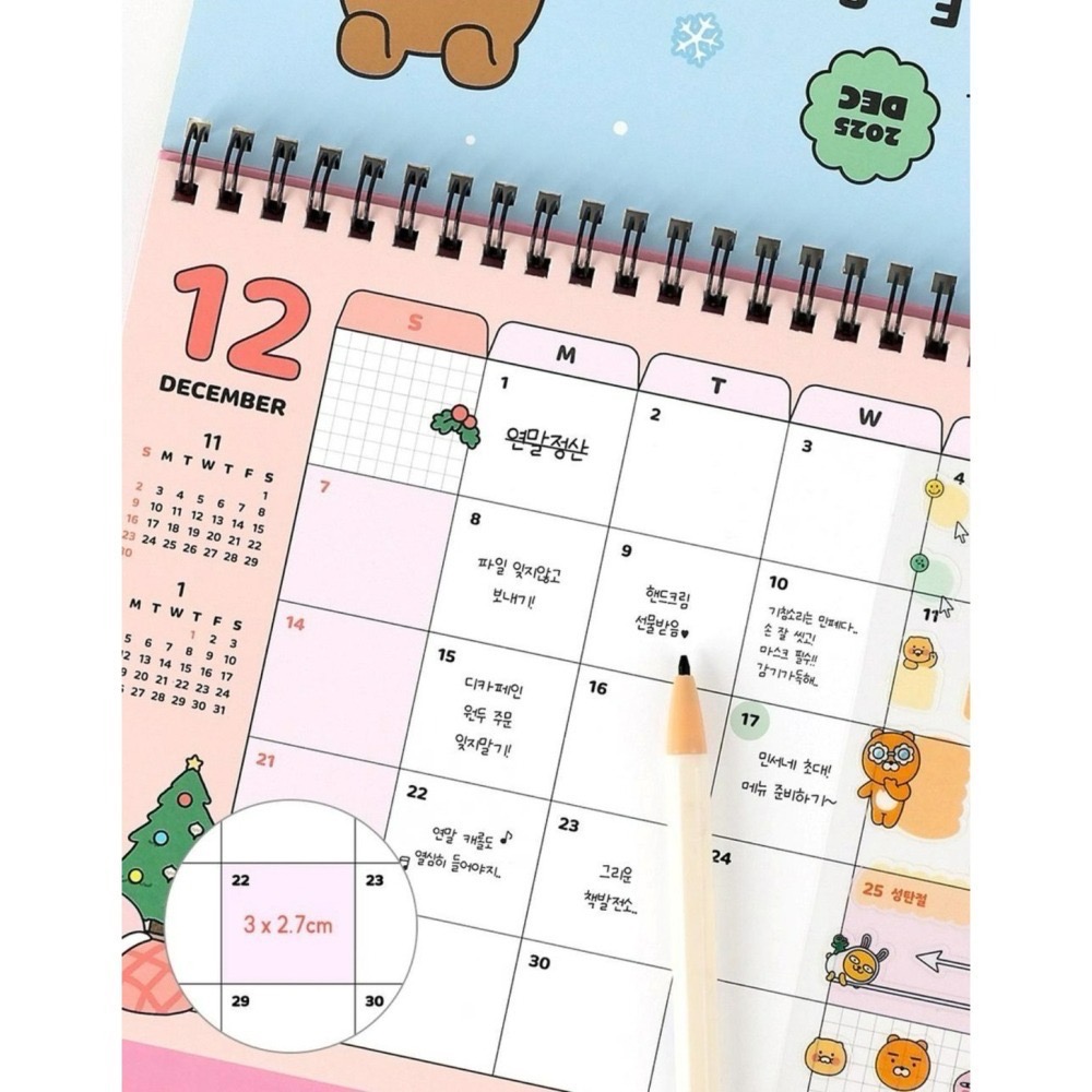 現貨 KAKAO FRIENDS 春植 萊恩 桃子Choonsik Ryan Apeach 2026  桌曆 年曆-細節圖4