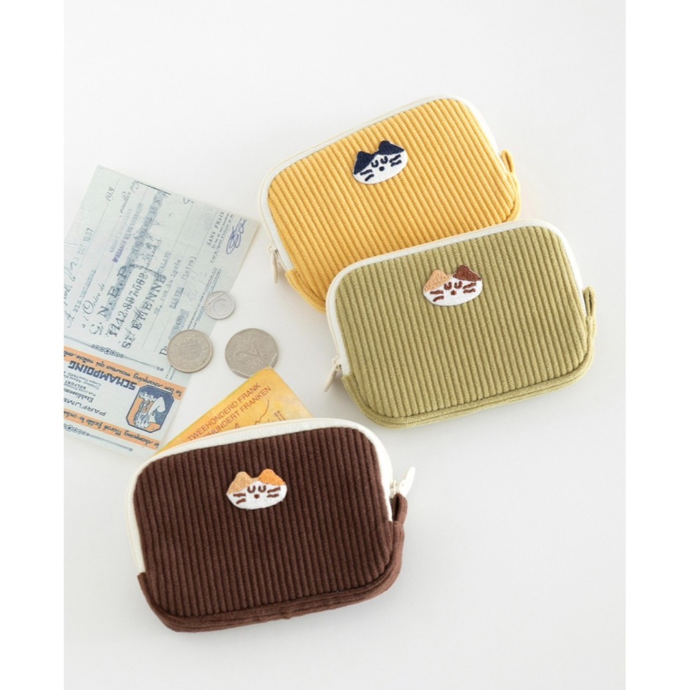 🇰🇷 現貨 Romane Brunch Brother Mogry 貓咪 燈心絨 零錢包 收納包-細節圖3